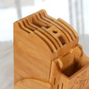 Suport din lemn pentru cuțite de bucătărie - bloc universal cu compartiment