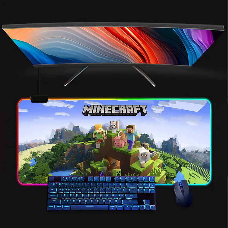 RGB luminos tastatură și mouse pad Minecraft - mai multe variante