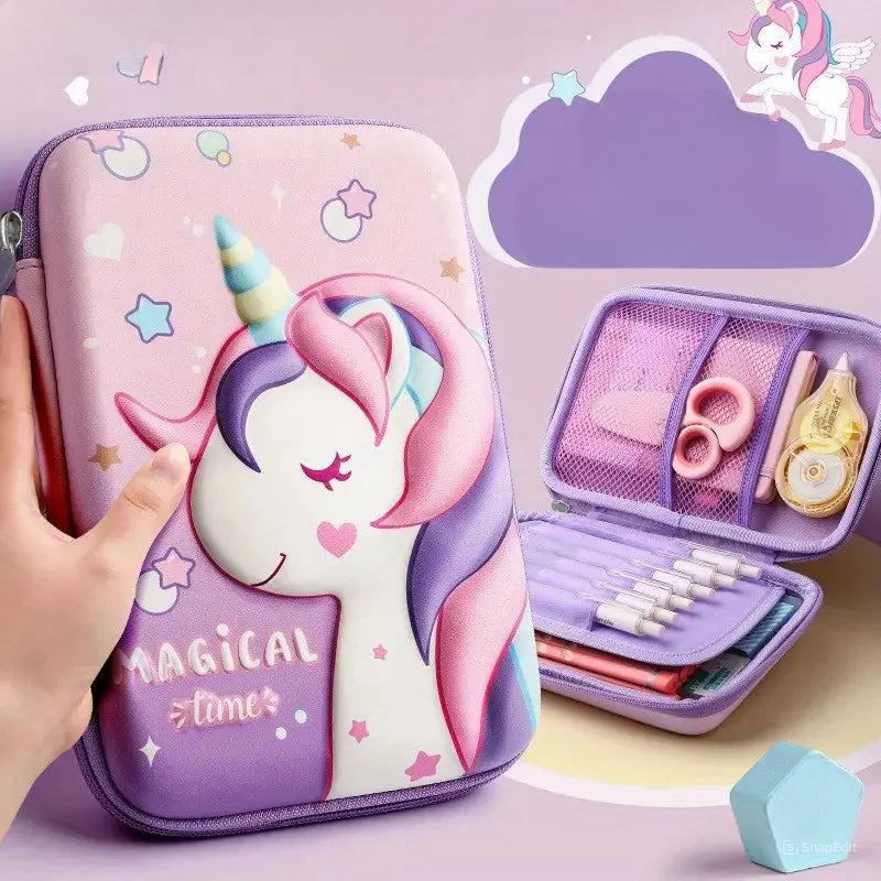 Fete școală creion caz Unicorn 3D - mai multe variante