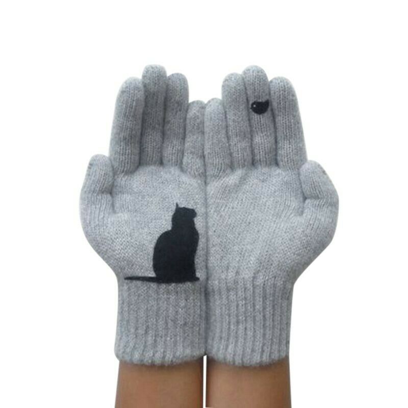 Mănuși pentru femei cu model de pisică - mai multe culori