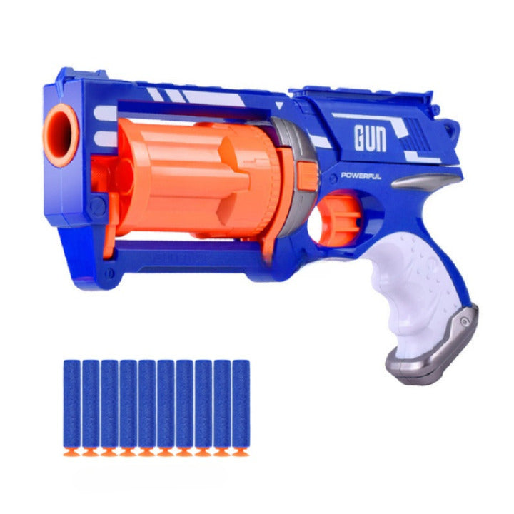 Pistol cu magazie pentru gloanțe de spumă de tip NERF