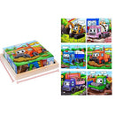 Puzzle cub din lemn pentru copii cu imagine - mai multe variante