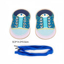 Joc educativ din lemn pentru legarea șireturilor - mai multe variante