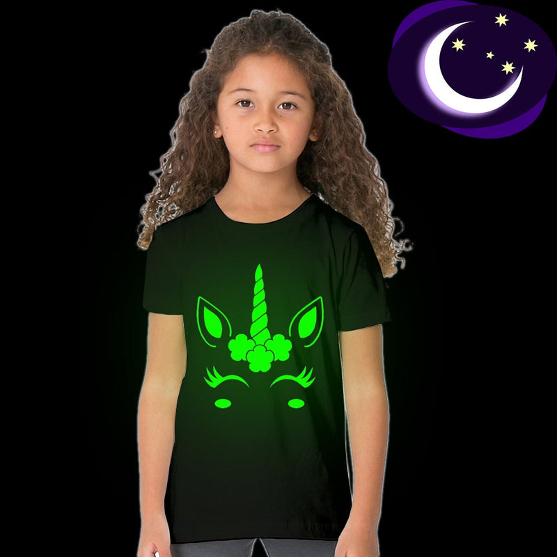 Fete tricou fluorescent Unicorn - mai multe variante