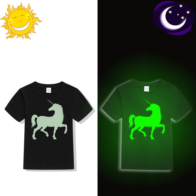 Fete tricou fluorescent Unicorn - mai multe variante