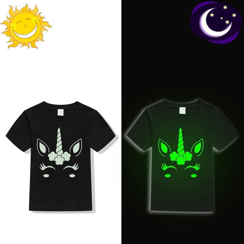 Fete tricou fluorescent Unicorn - mai multe variante