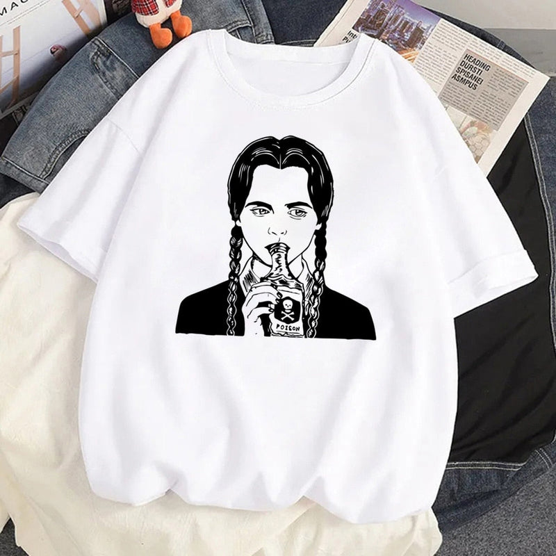 Tricou alb pentru femei Miercuri - mai multe variante