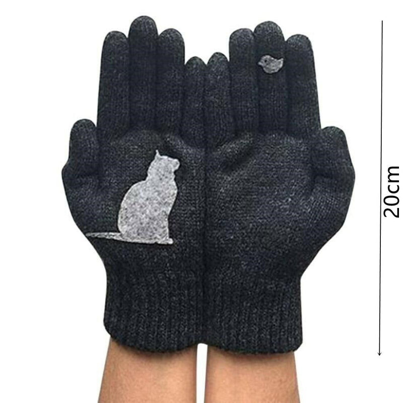 Mănuși pentru femei cu model de pisică - mai multe culori