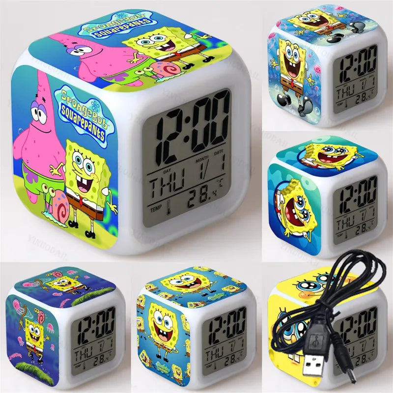 Ceas deșteptător cu LED-uri pentru copii Spongebob - mai multe variante