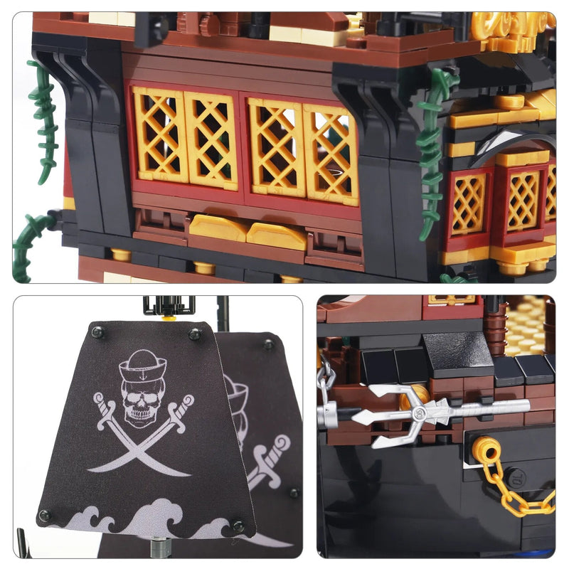 Set negru de corabie de pirat pentru Lego