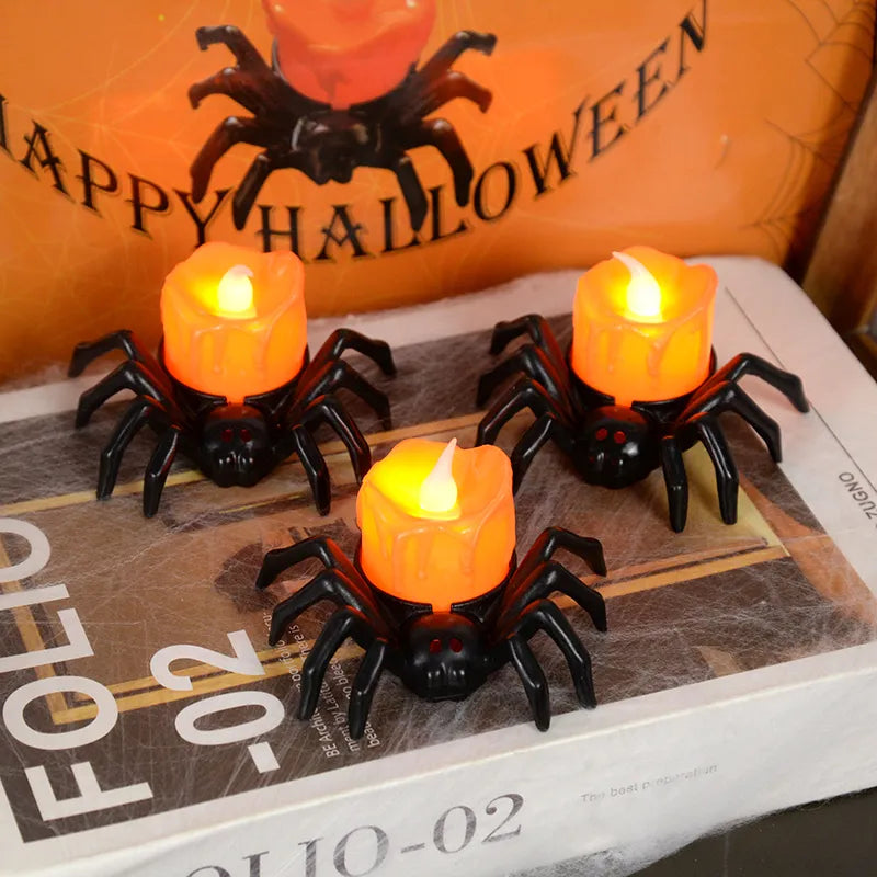 Halloween decorare lumânare artificială cu păianjen