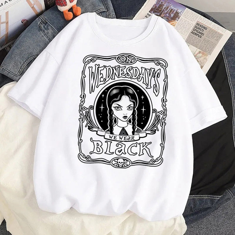 Tricou alb pentru femei Miercuri - mai multe variante