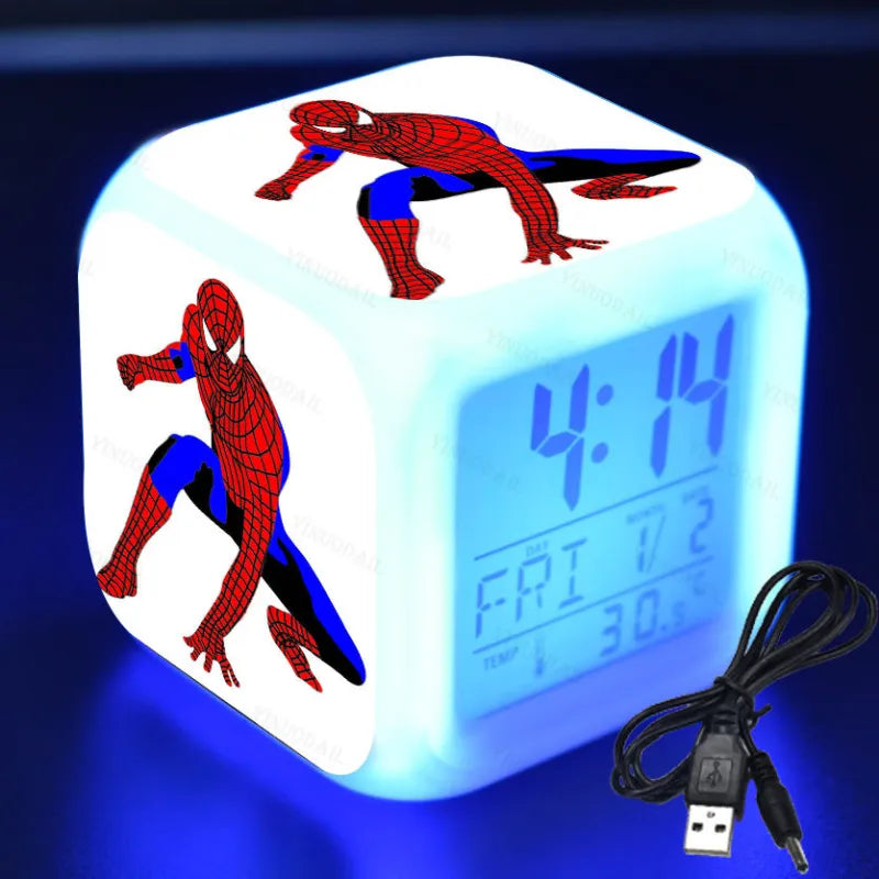 Ceas deșteptător cu LED-uri de design Spiderman - mai multe variante