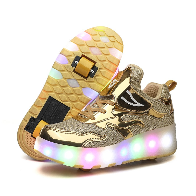 Pantofi eleganți pentru copii cu lumini pe roți - mai multe variante