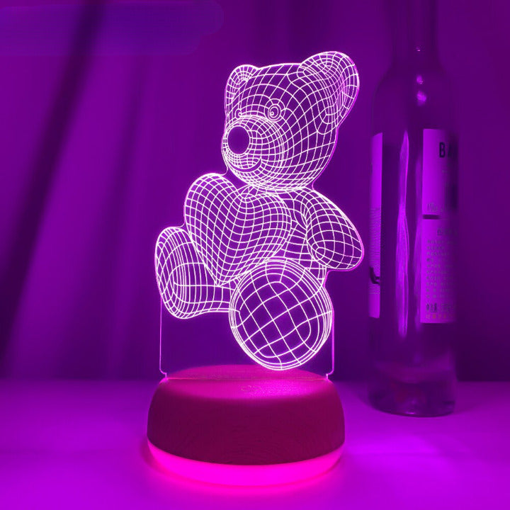 Lampička s 3D iluzí medvěd - více variant