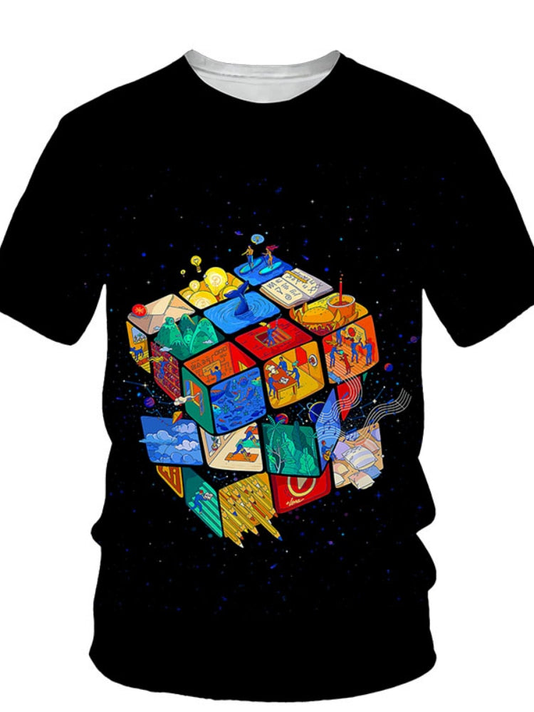 Tricou pentru bărbați cu imprimeu cubul lui Rubik - mai multe variante