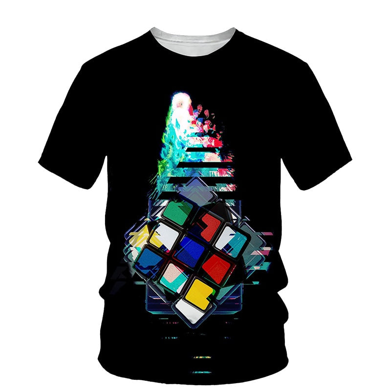 Tricou pentru bărbați cu imprimeu cubul lui Rubik - mai multe variante