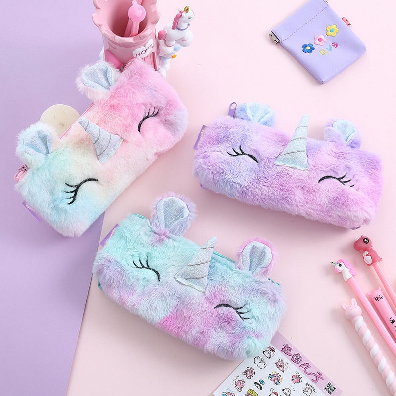 Curcubeu școală creion caz unicorn - mai multe culori