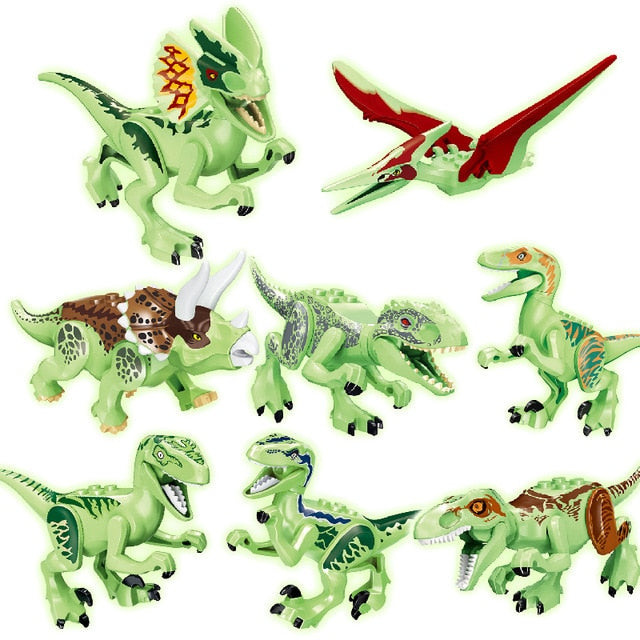 Figurine dinozauri fosforescenți Jurassic World pentru Lego - 8 buc