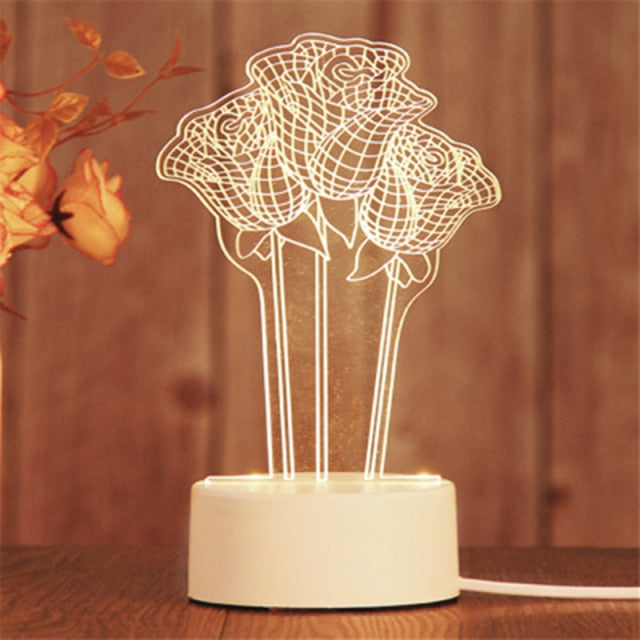 Lampă cu iluzie 3D - trandafir