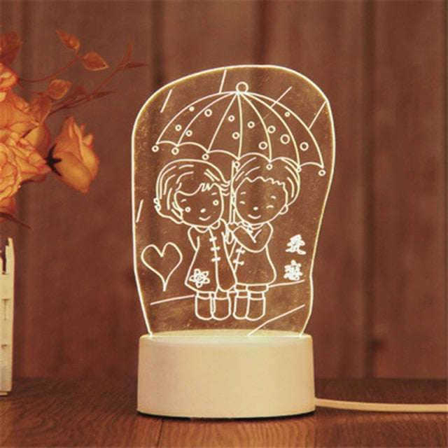 Lampă cu iluzie 3D - iubire
