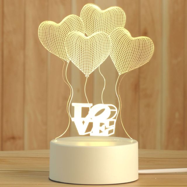 Lampă cu iluzie 3D - inimioare