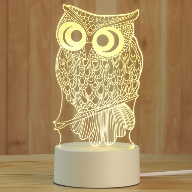 Lampă cu iluzie 3D - bufniță