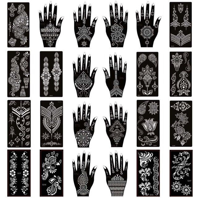 Henna set de stenciluri pentru tatuaje indiene 24buc