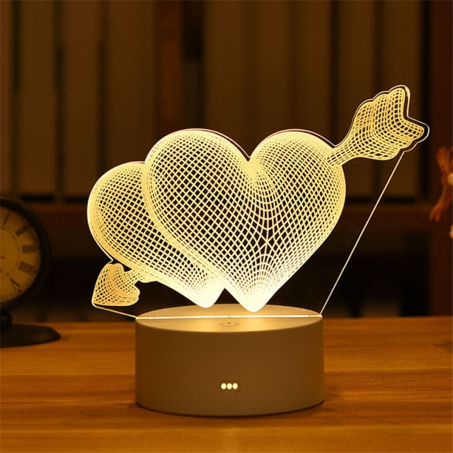 Lampă cu iluzie 3D - inimă