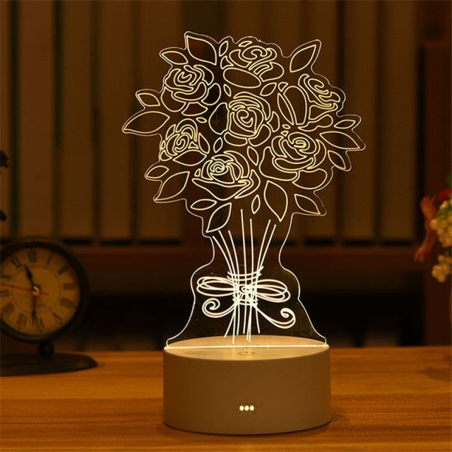 Lampă cu iluzie 3D - trandafir