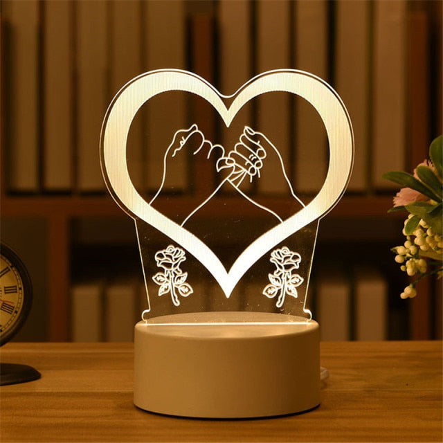 Lampă cu iluzie 3D - dragoste