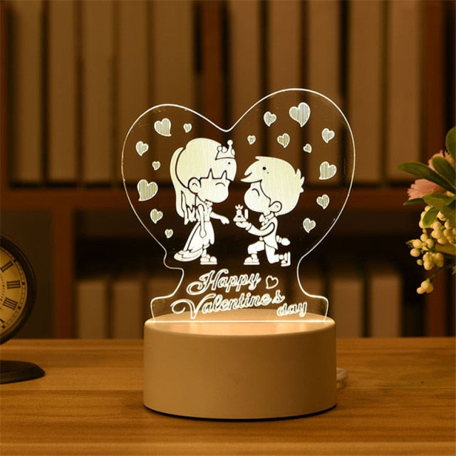 Lampă cu iluzie 3D - Valentine's Day