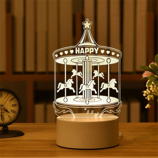 Lampă cu iluzie 3D - carusel