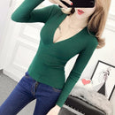 Tricou cu guler în V pentru femei - mai multe culori