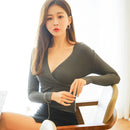 Tricou cu guler în V pentru femei - mai multe culori