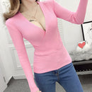 Tricou cu guler în V pentru femei - mai multe culori