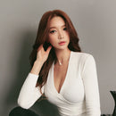 Tricou cu guler în V pentru femei - mai multe culori